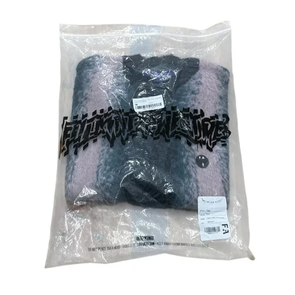 FA World Entertainment F*cking Awesome Fuzzy Knit Sweater Pink Black Medium